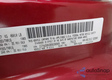 2008 Dodge Dakota Laramie z USA, uszkodzony, nr VIN 1D7HW58N38S638909